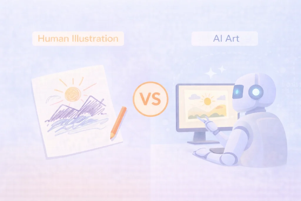 AI vs Human Illustration