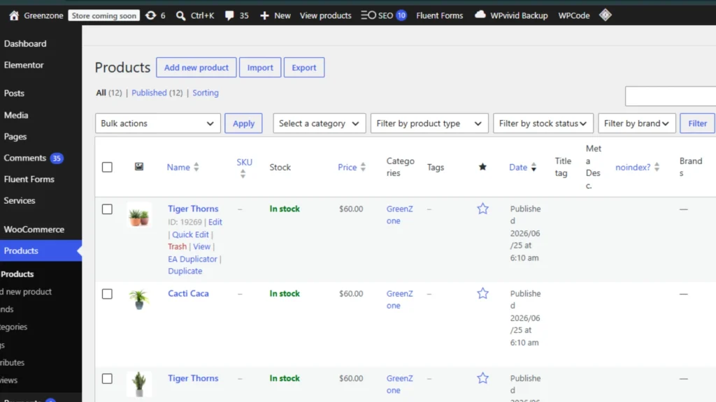  WooCommerce plant store website with discount banners