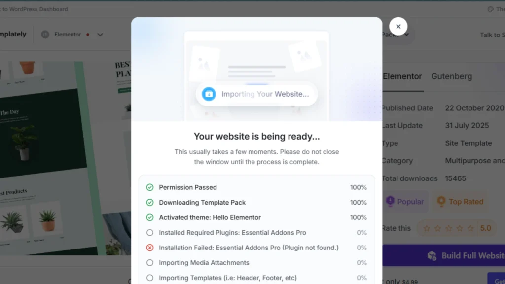 Searching WooCommerce templates in Templately library